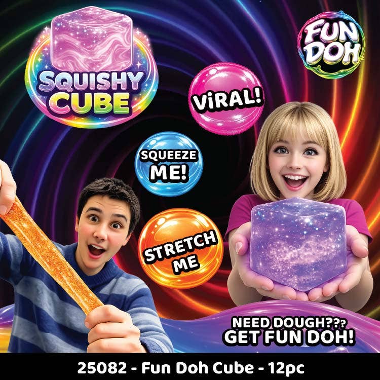 Fun Doh Squish & Squeeze Sparkle Cube Squishy