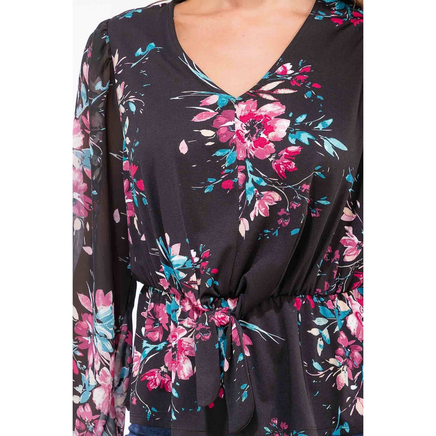 FLORAL PEPLUM TOP