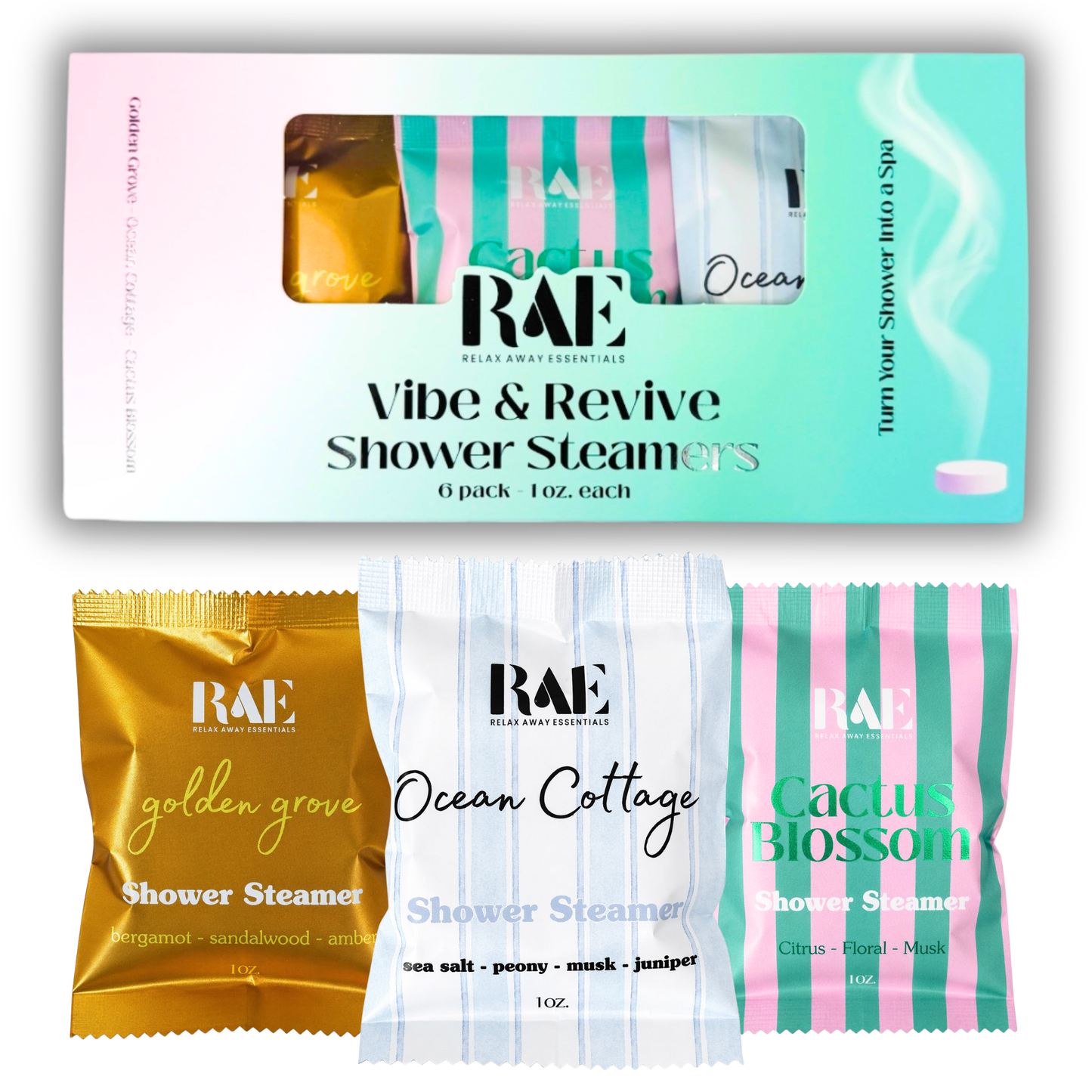 Vibe and Revive Shower Steamers 6 Pack - Made in USA - Spa