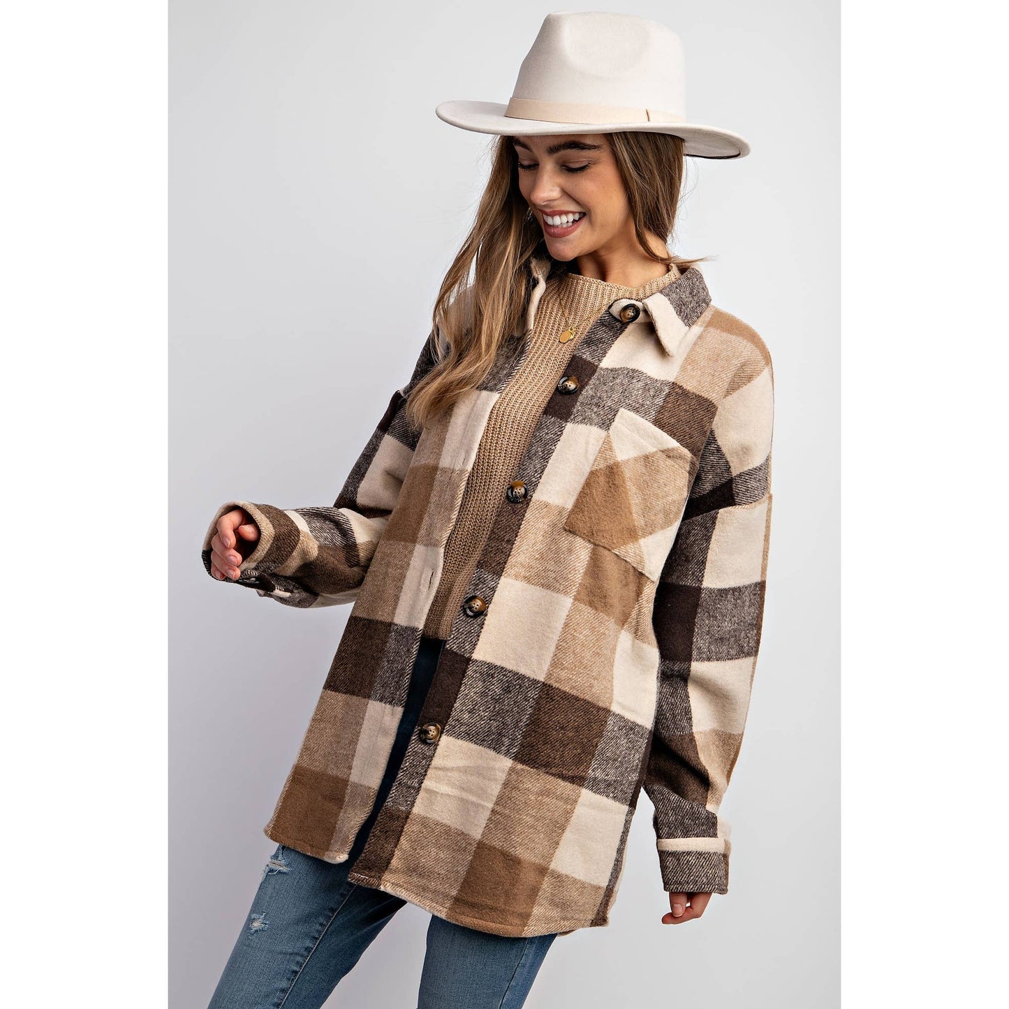 MUSTARD PLAID SHACKET