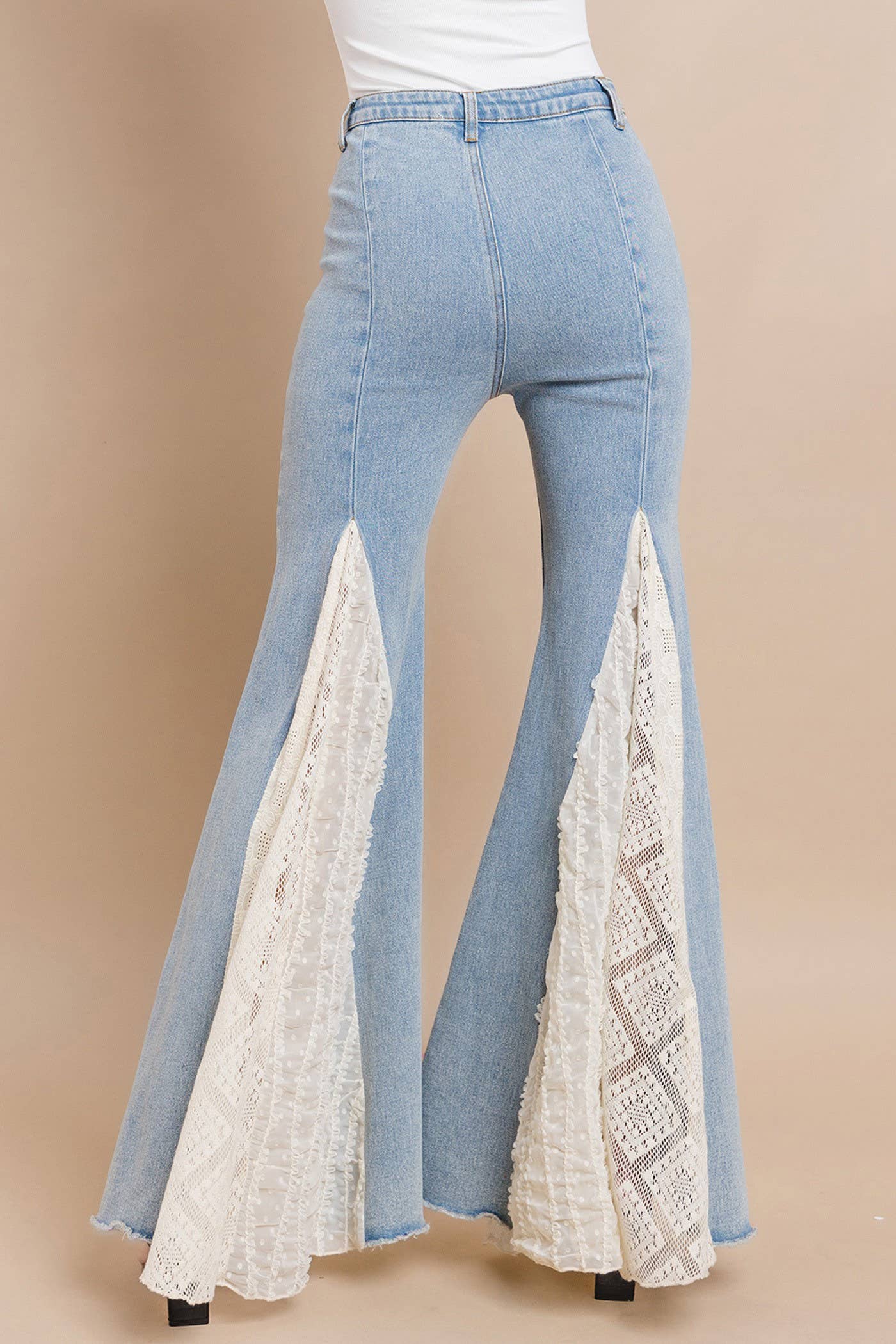 Wisteria Lane LACE DETAIL WIDE LEG JEANS