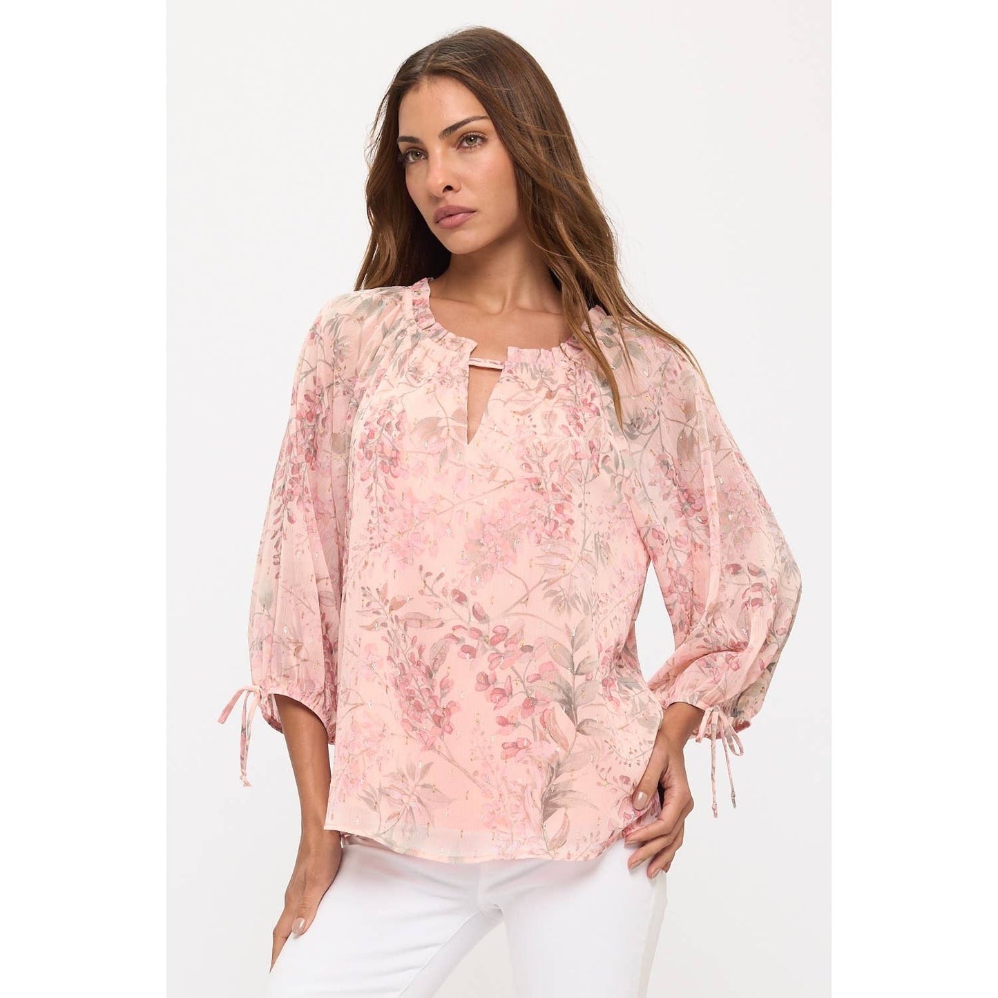 FLORAL METALLIC WITH TIE SLEEVE