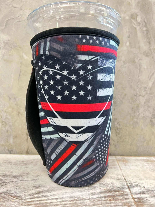 NEW** 20 OZ RED LINE HEART Insulated Cup Cover slip