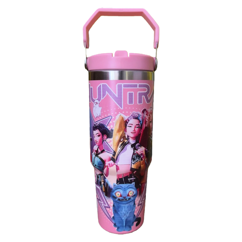 K-Pop Demon Hunters 30oz Stainless Steel Vacuum Tumbler with Handle and Straw, Insulated Car Mug Merch