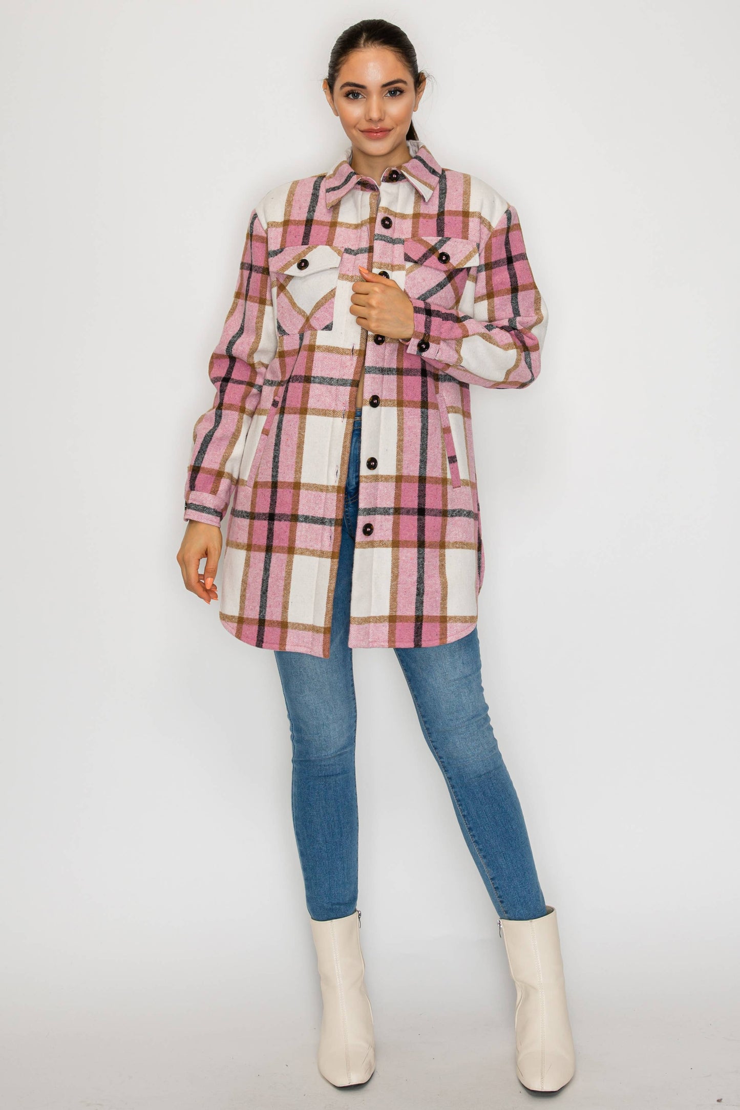 USA Plaid Sherpra Shacket