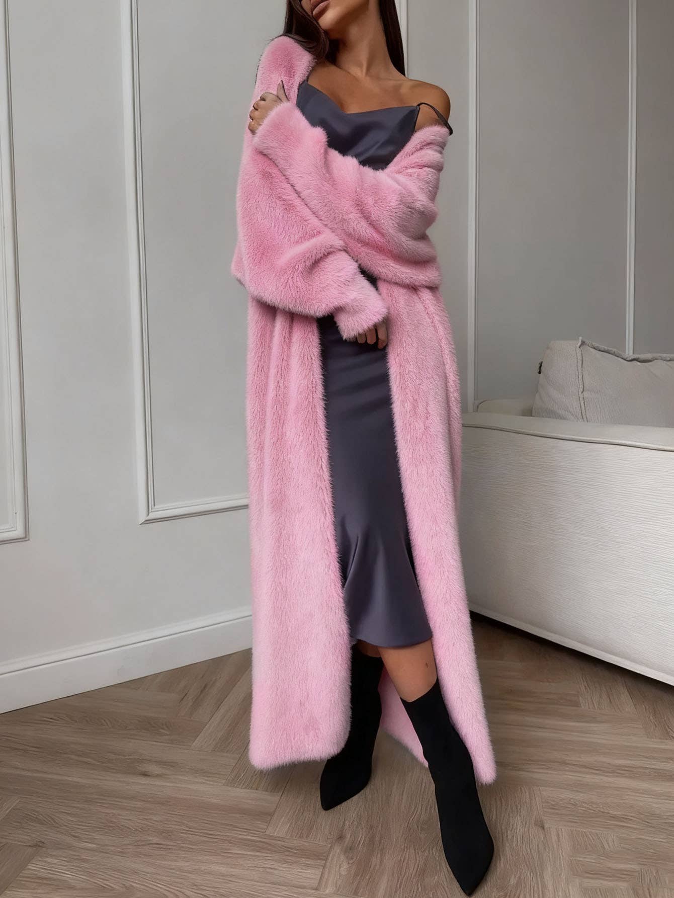 Long Faux Mink Cardigan