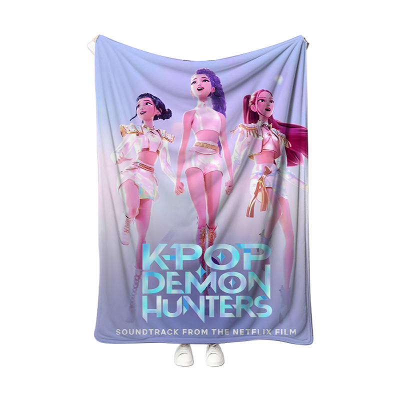 Kpop Demon Hunters Plush Throw Blanket, Flannel Nap Blanket for Sofa or Bed