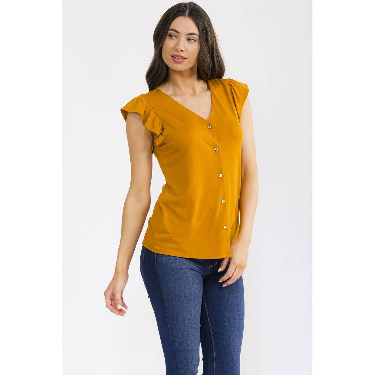 FLUTTER BUTTON FRONT TEE