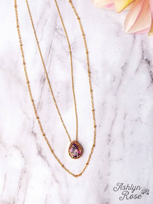 Bluebonnets in April two strand gold necklace