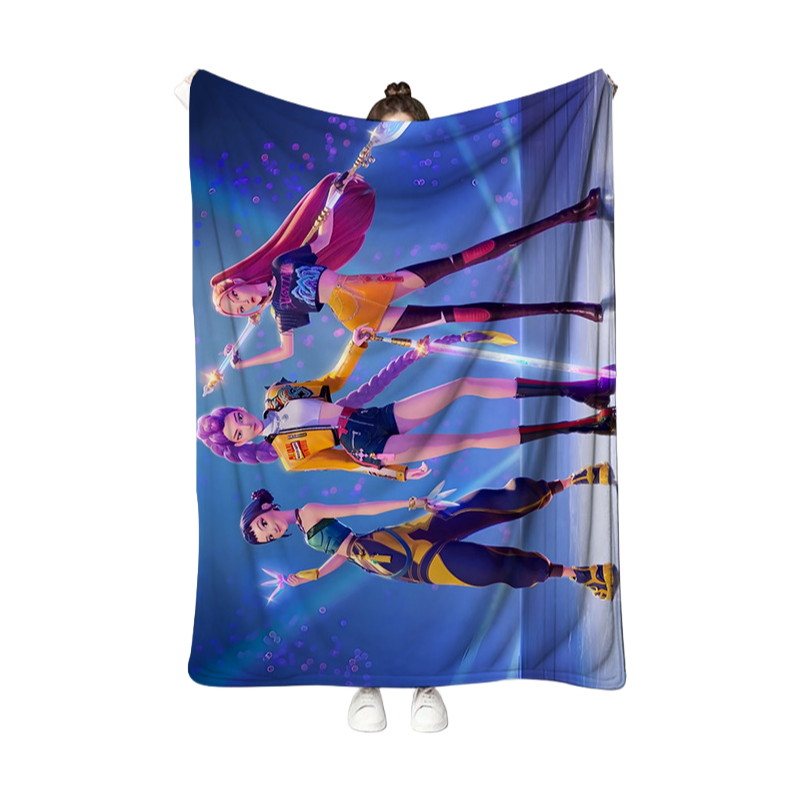 Kpop Demon Hunters Plush Throw Blanket, Flannel Nap Blanket for Sofa or Bed