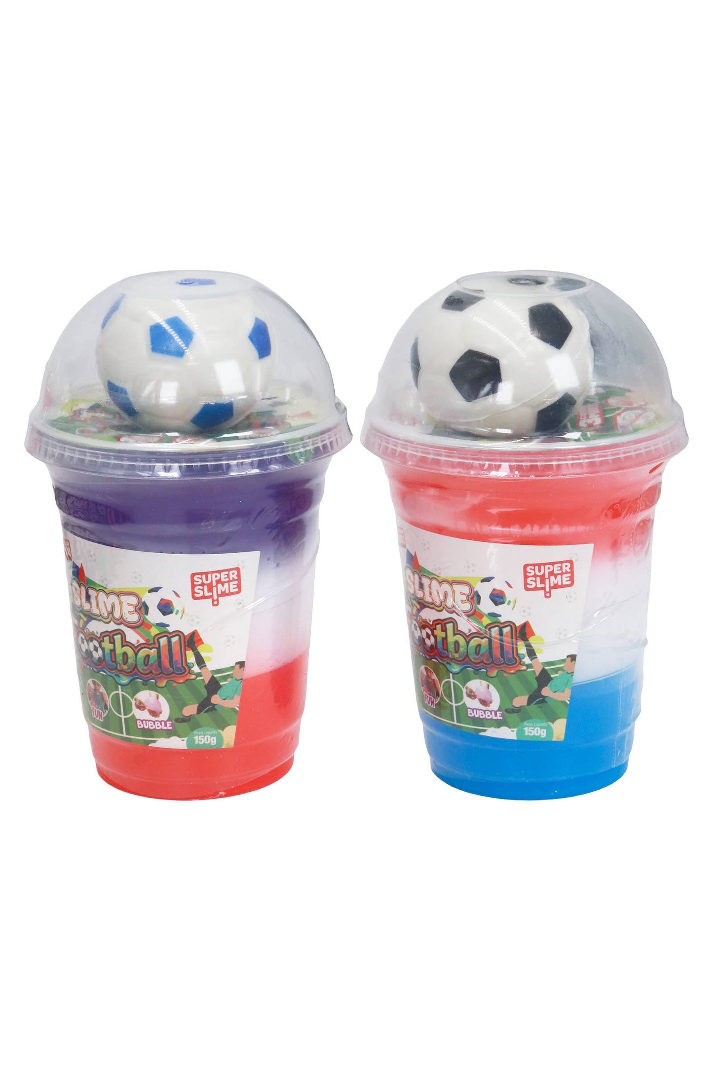 Colorful 3-Tone Gel Slime Cup w/ Soccer Foam Squishy