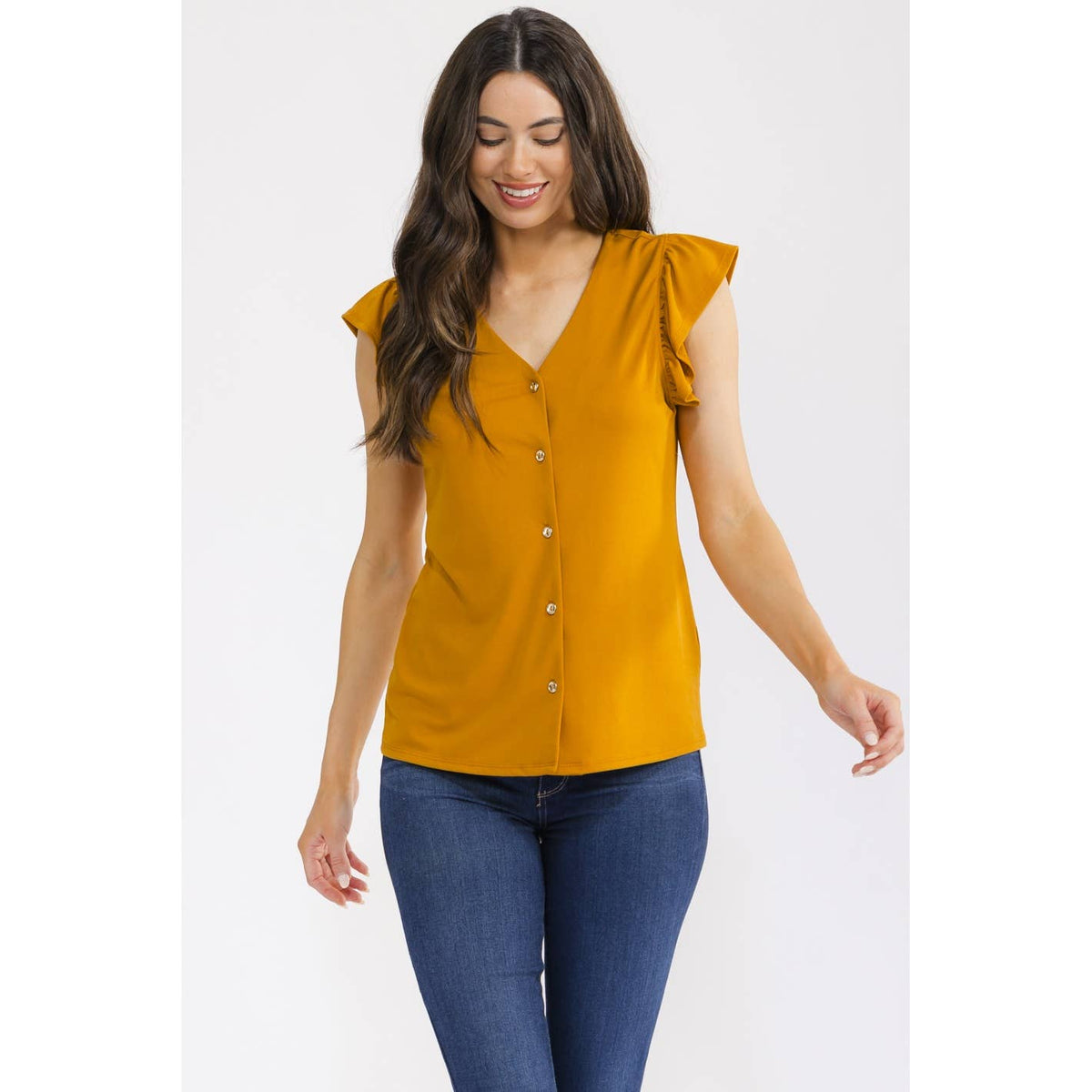 FLUTTER BUTTON FRONT TEE