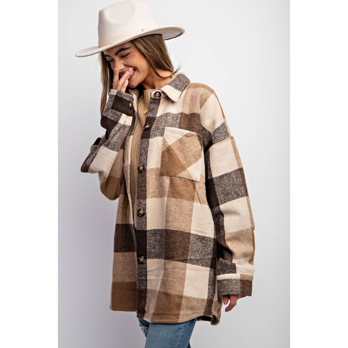 MUSTARD PLAID SHACKET