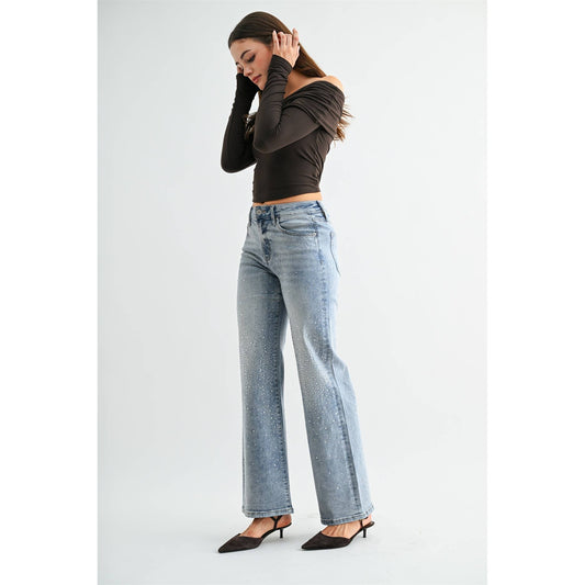 MICA HIGH-RISE WIDE LEG EMBELLISHED