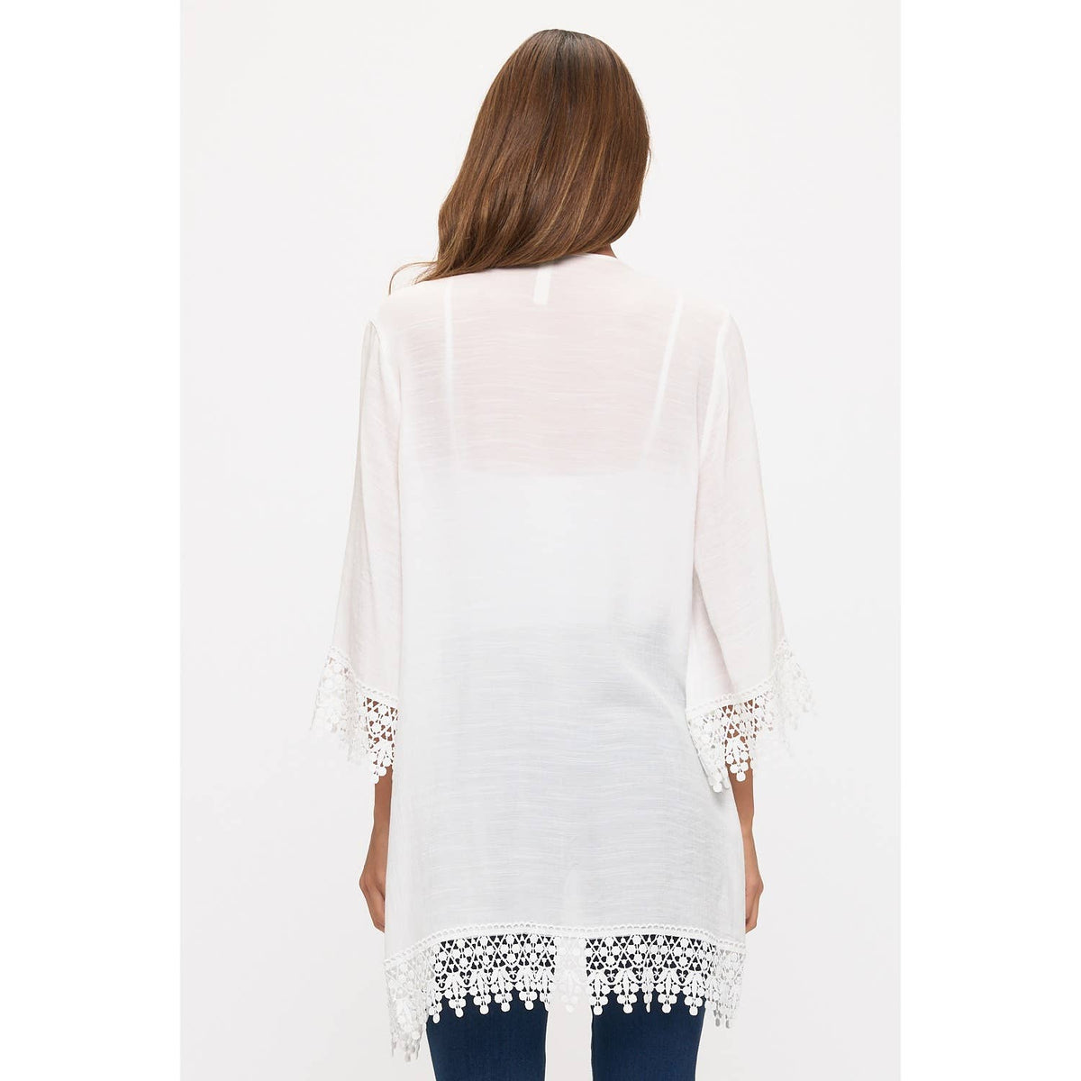 CROCHET LACE OPEN FRONT KIMONO