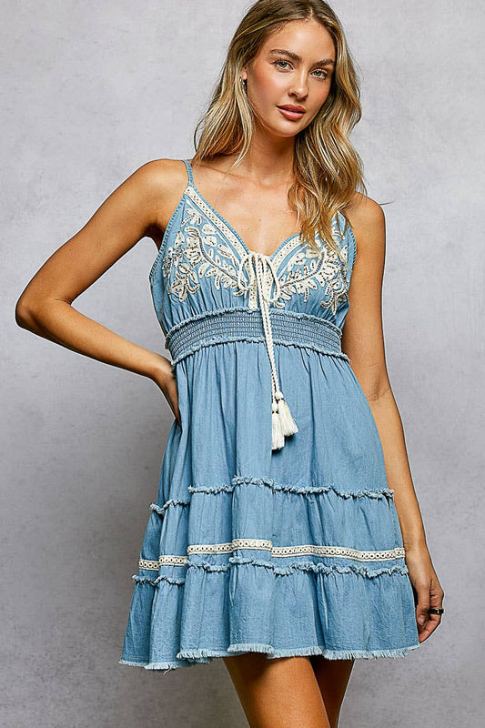POL Vintage Denim Boho Dress