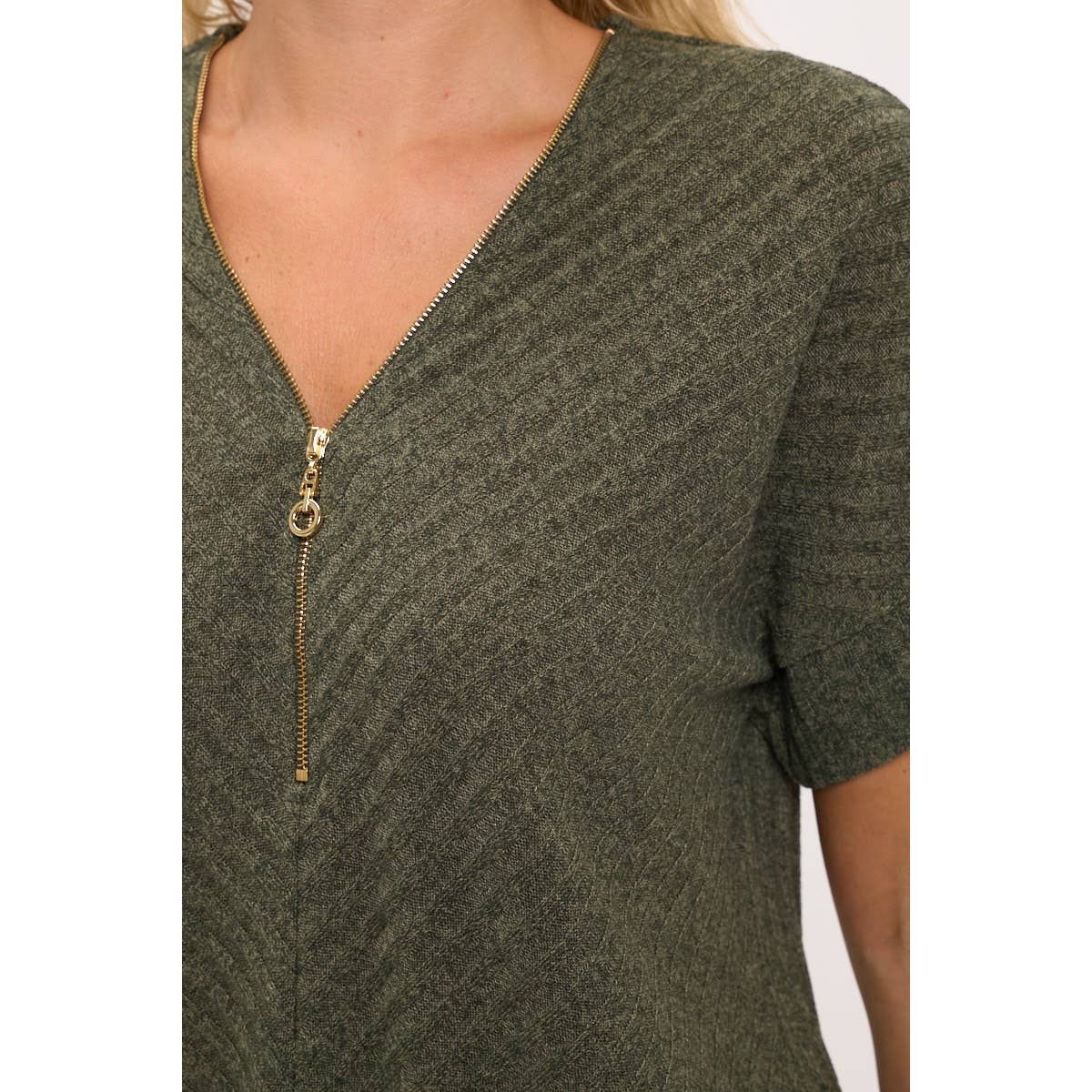 MIRU RIB O-RING PULLY ZIPPER SWEATER DOLMAN