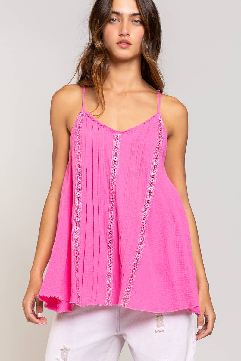 POL Sleeveless Double Gauze Lace Knit