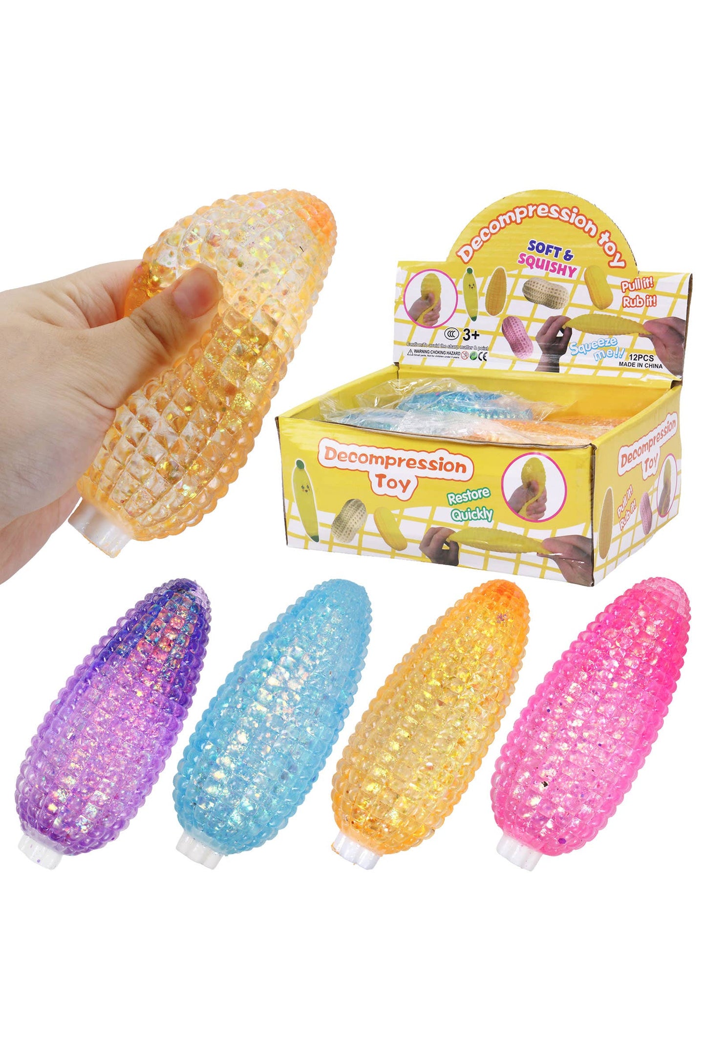 Corn Cob Glittery Maltose Putty Filled Squishy Toy