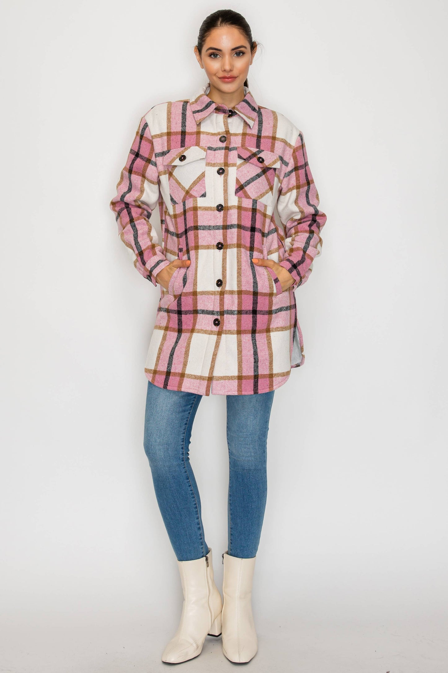 USA Plaid Sherpra Shacket