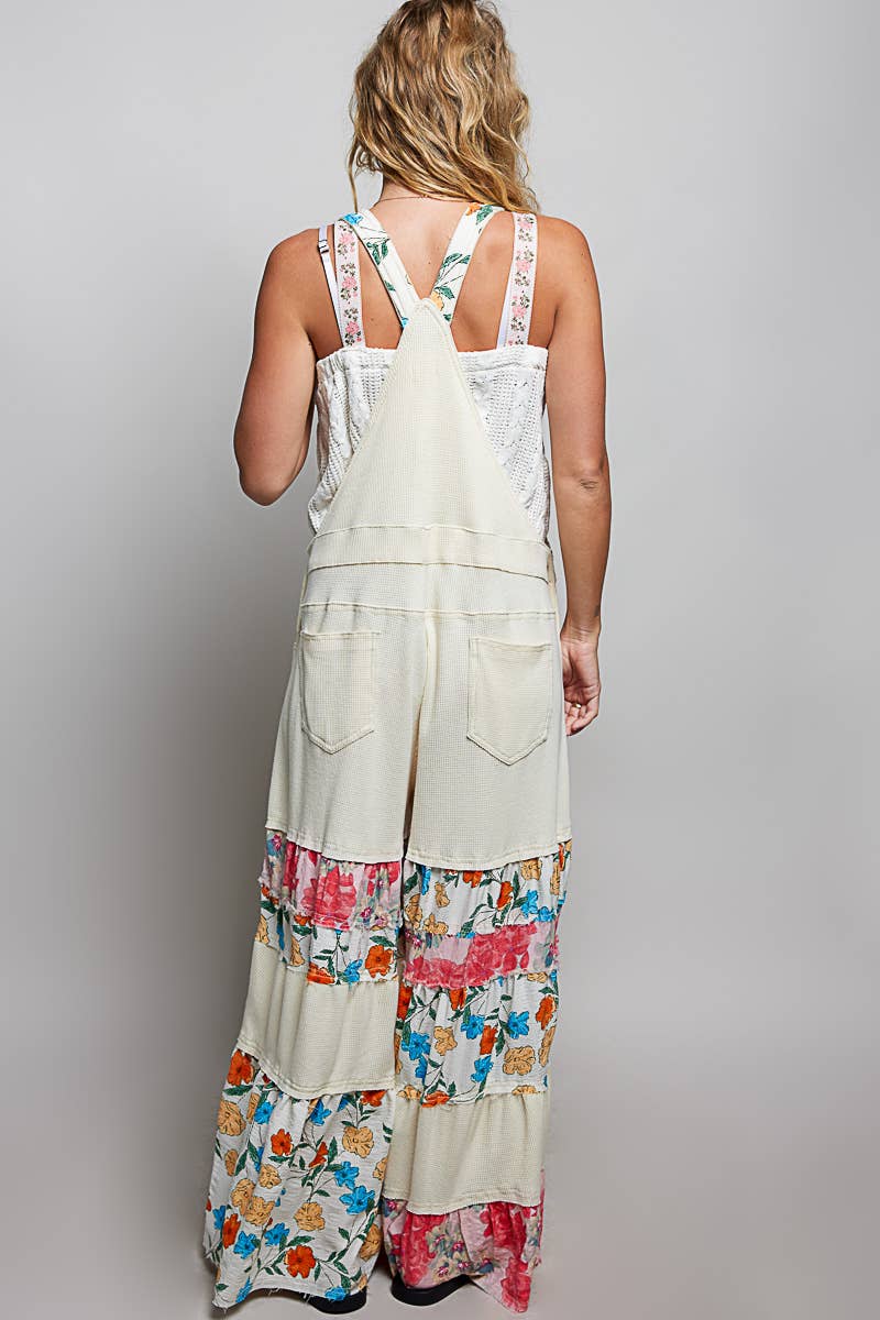 POL Feminine Mixed Printed Fabric Ruffle Wide Leg Overall preorder