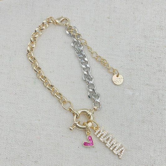 Mama heart crystal bracelet