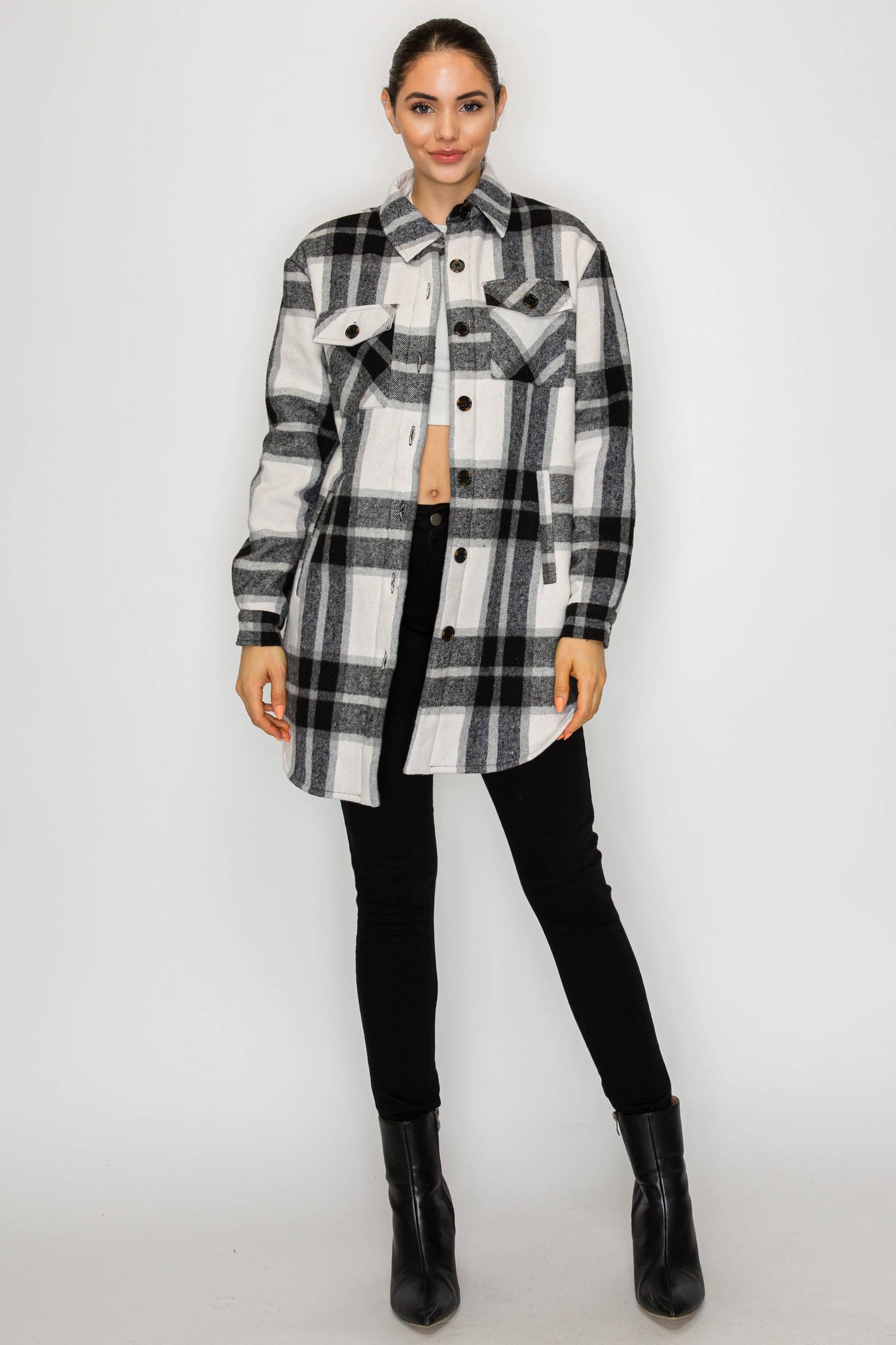 USA Plaid Sherpra Shacket