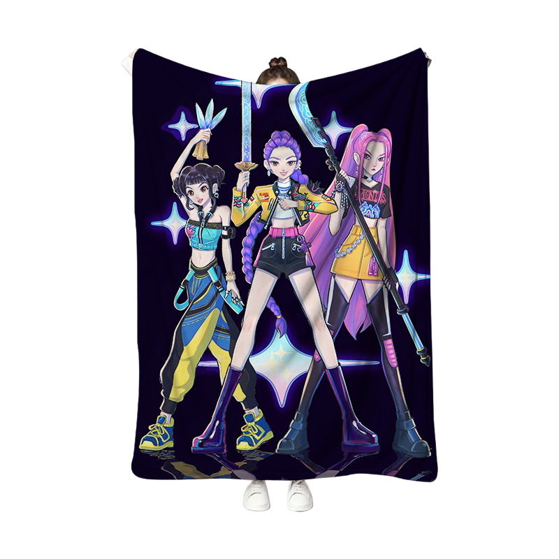 Kpop Demon Hunters Plush Throw Blanket, Flannel Nap Blanket for Sofa or Bed