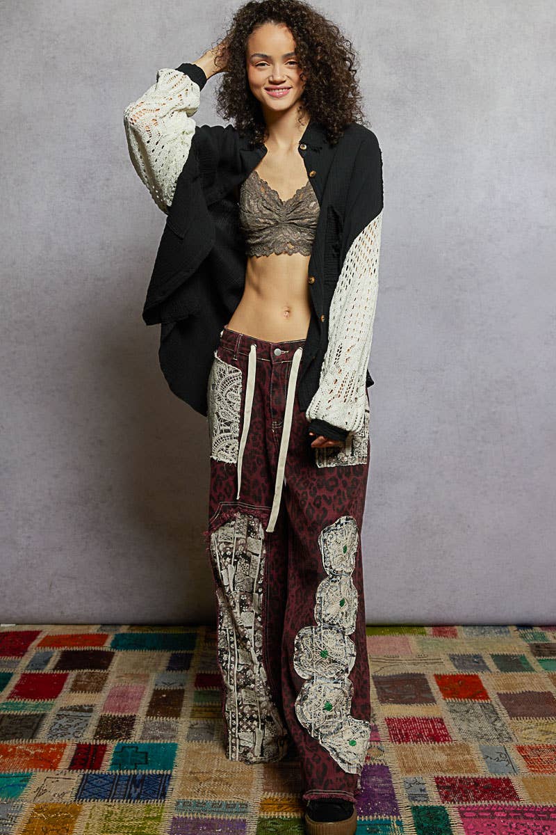 Contrast sweater sleeves chest pockets shirt SALE