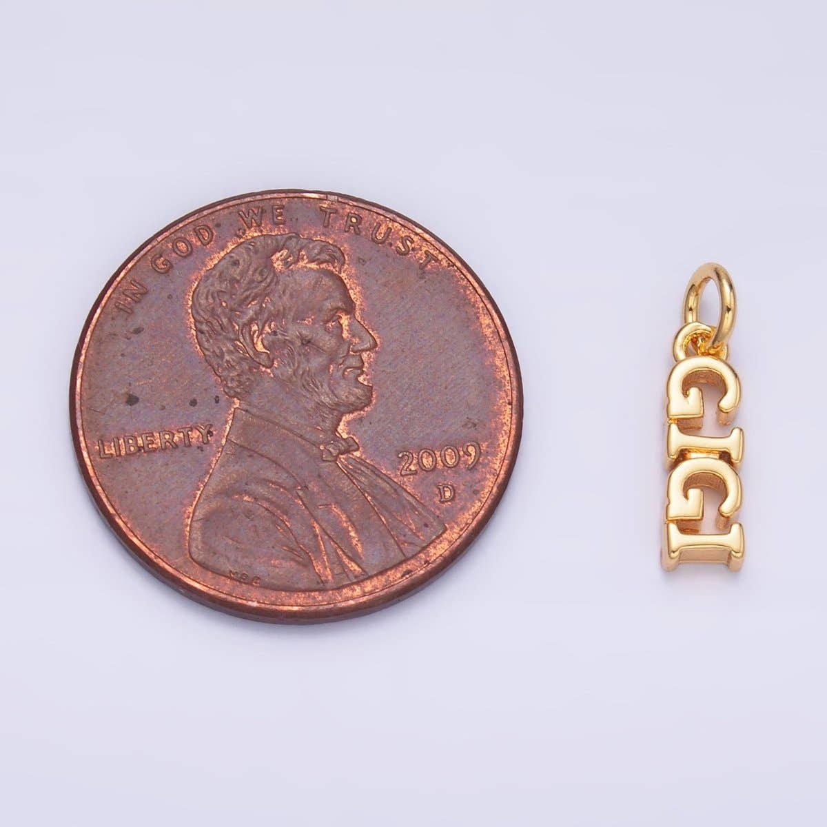 24K Gold Filled Grandma "GIGI" Script Charm in Gold & Silver | W424