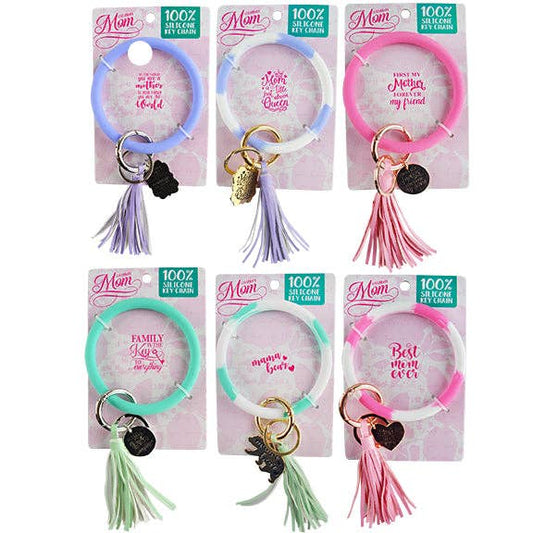 Mother's Day Mom Silicone Wristlet Keychain