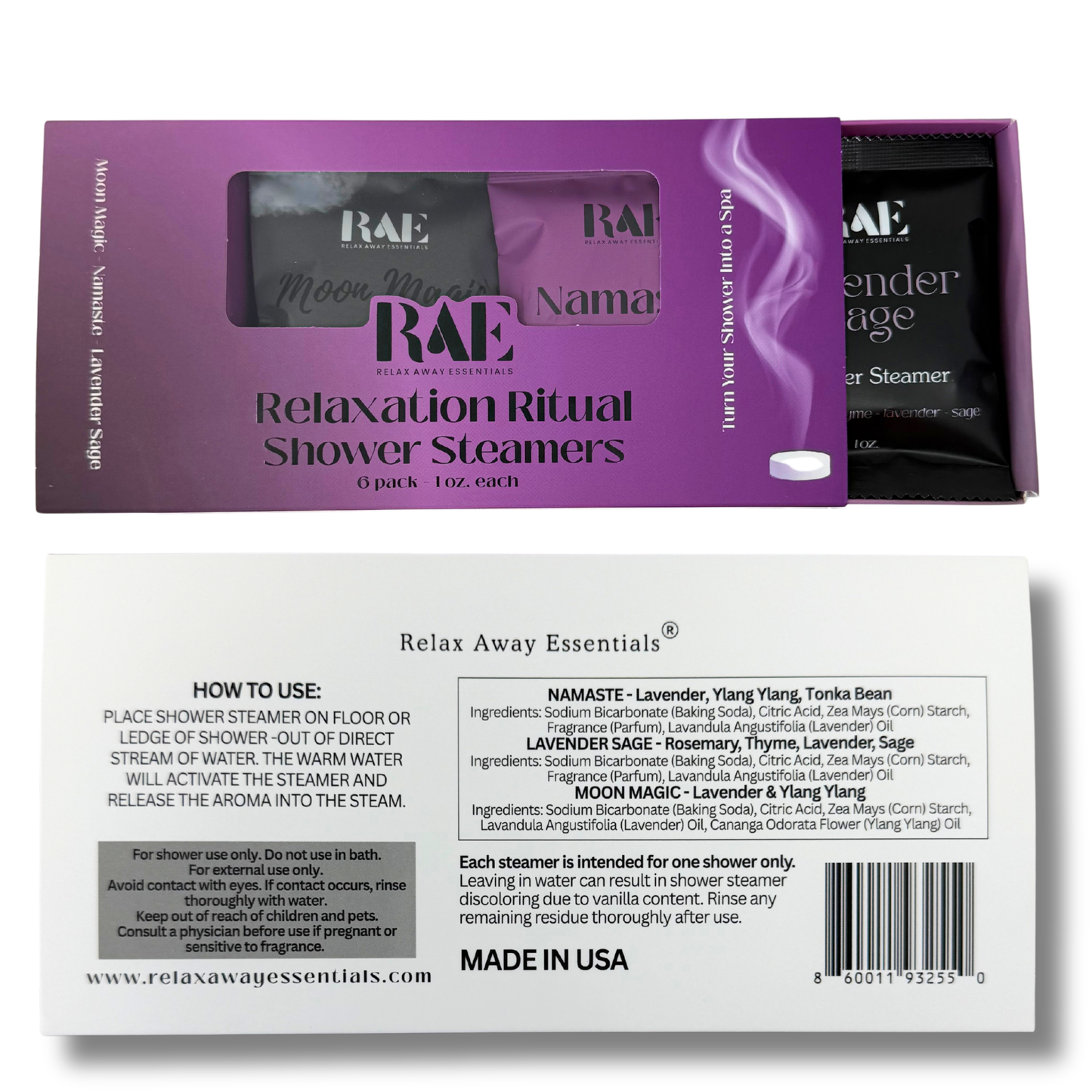Relaxation - Shower Steamers 6 Pack - Made in USA - Lavender