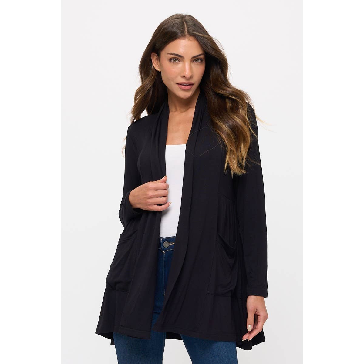 OPEN FRONT POCKET CARDIGAN
