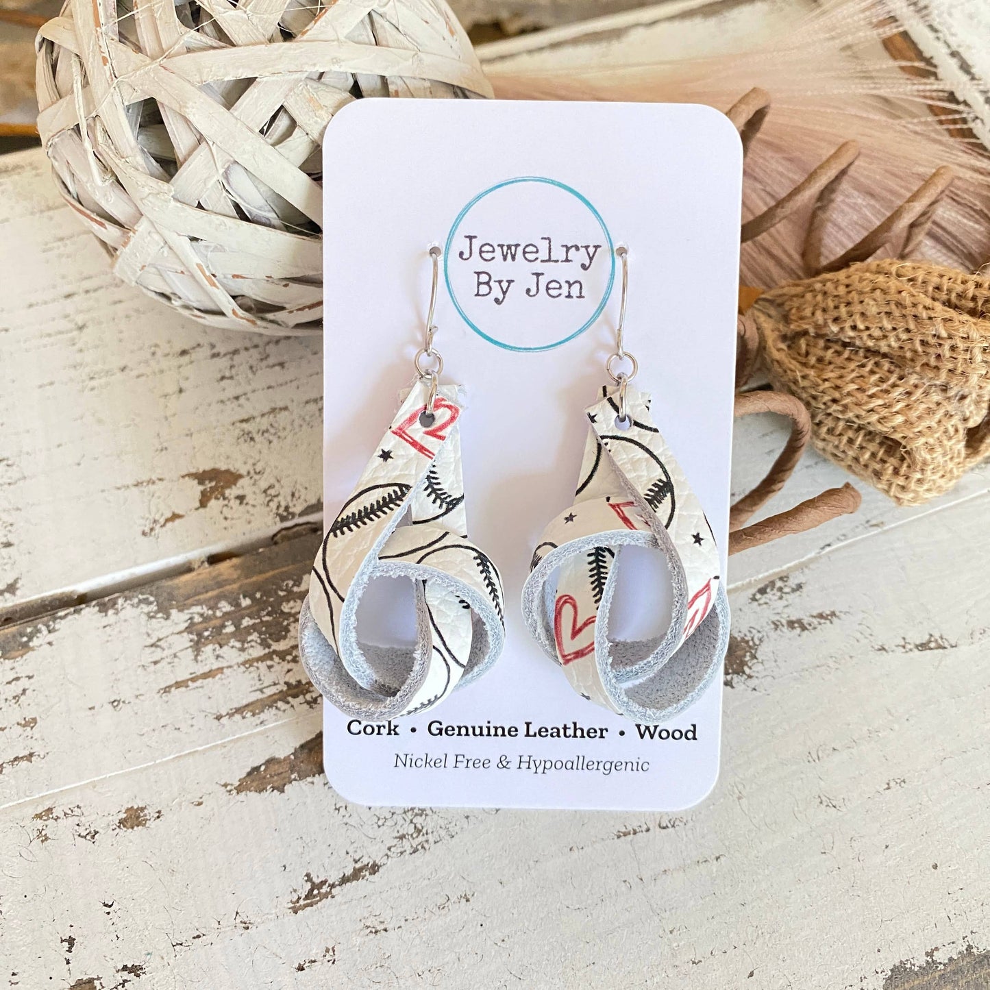 Knot Earrings: Baseball Love