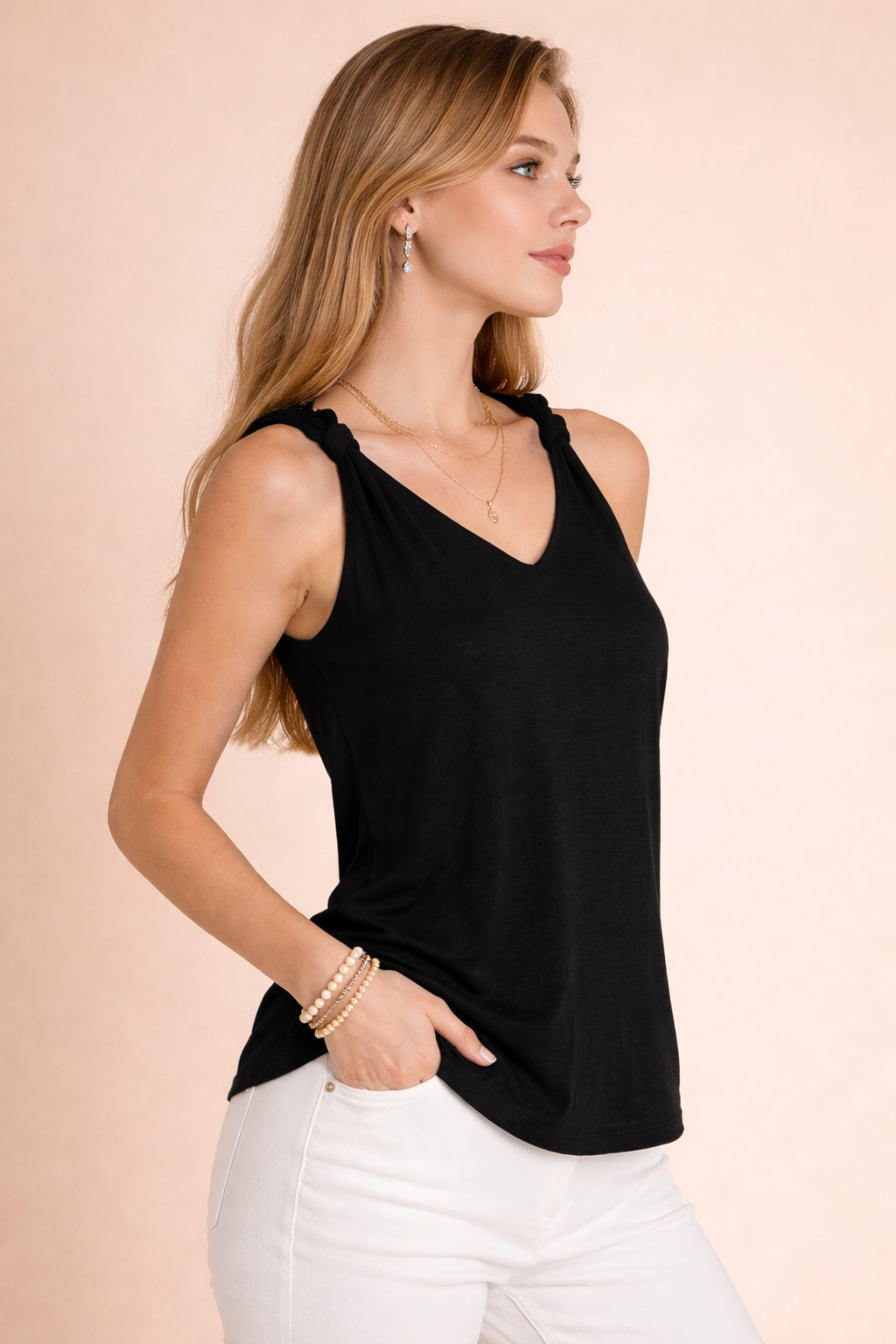 SOLID TANK TOP WITH SHOULDER KNOT