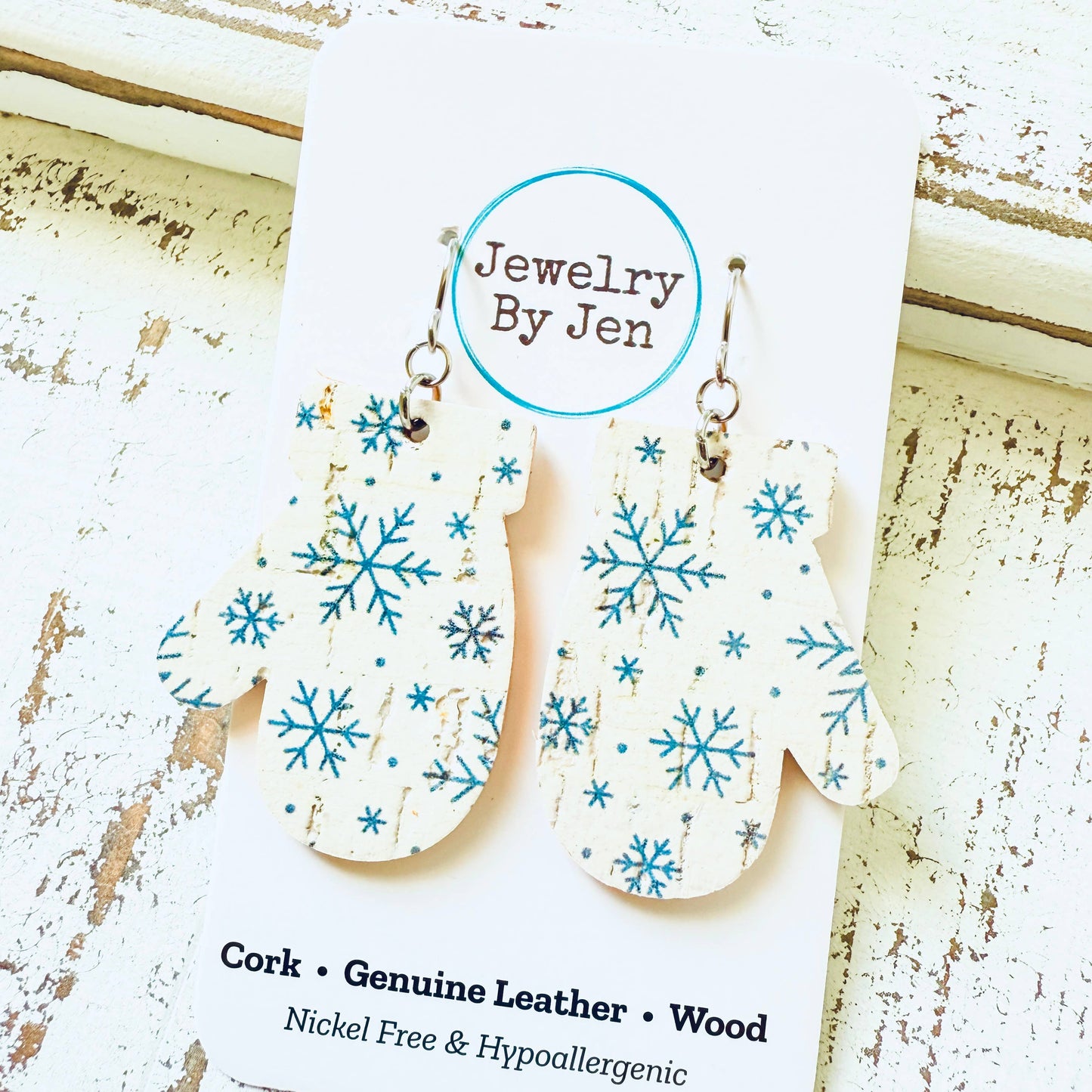 Mitten Christmas Earrings Snowflakes