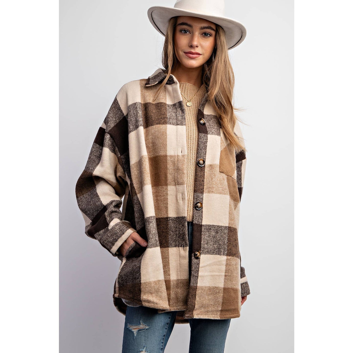 MUSTARD PLAID SHACKET