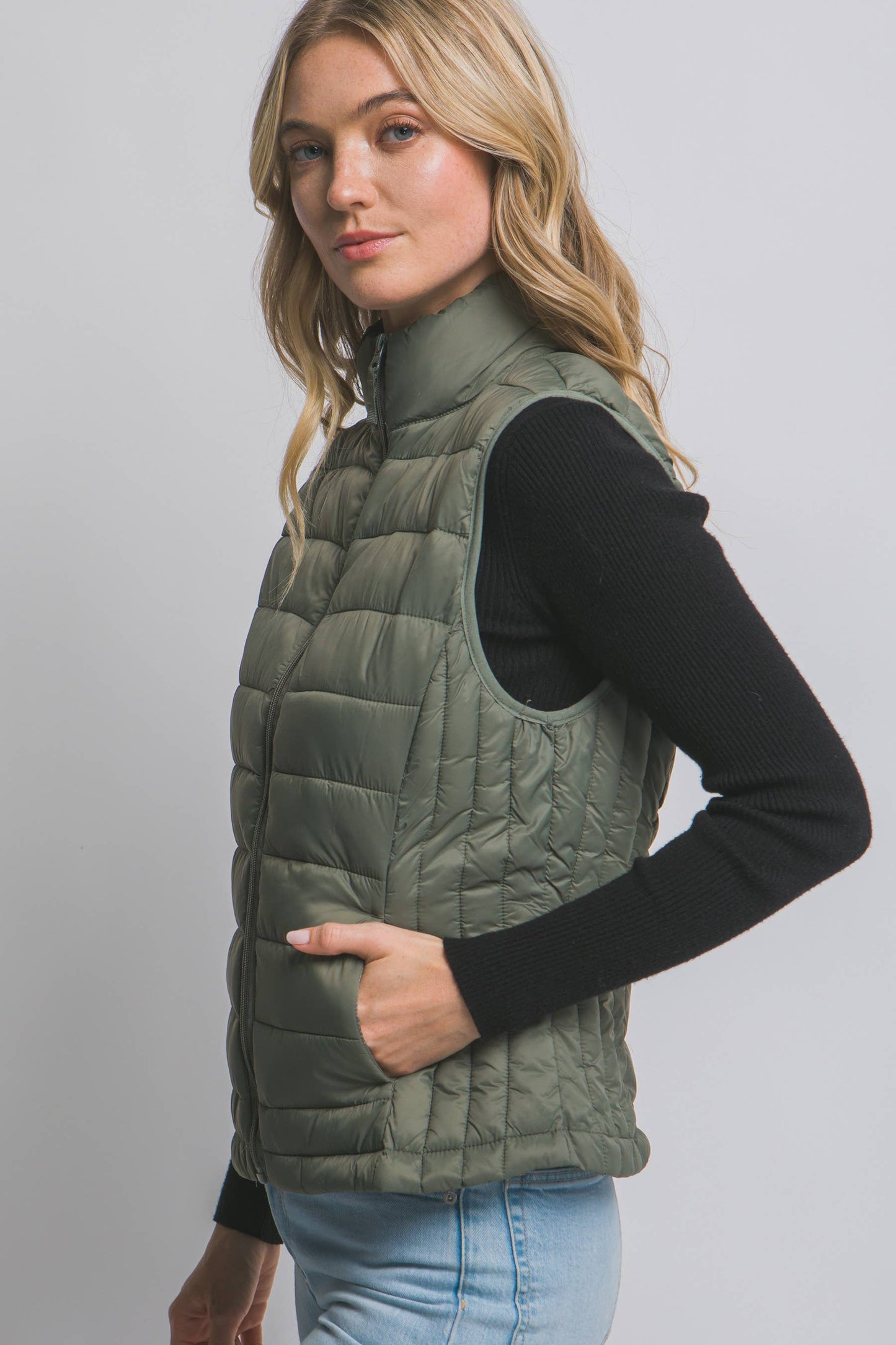 Ultra Lightweight Padded Puffer Vest w/ Pouch