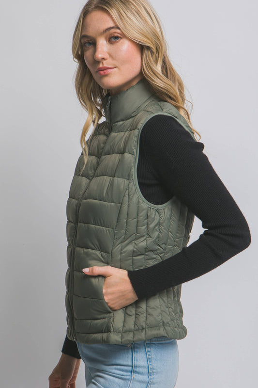 Ultra Lightweight Padded Puffer Vest w/ Pouch