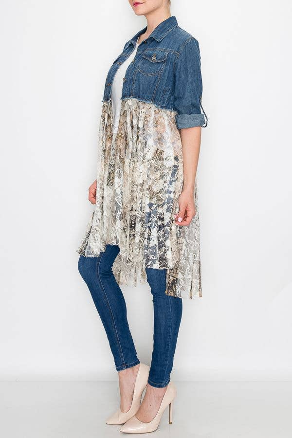 Origami Chic Denim Lace Jacket