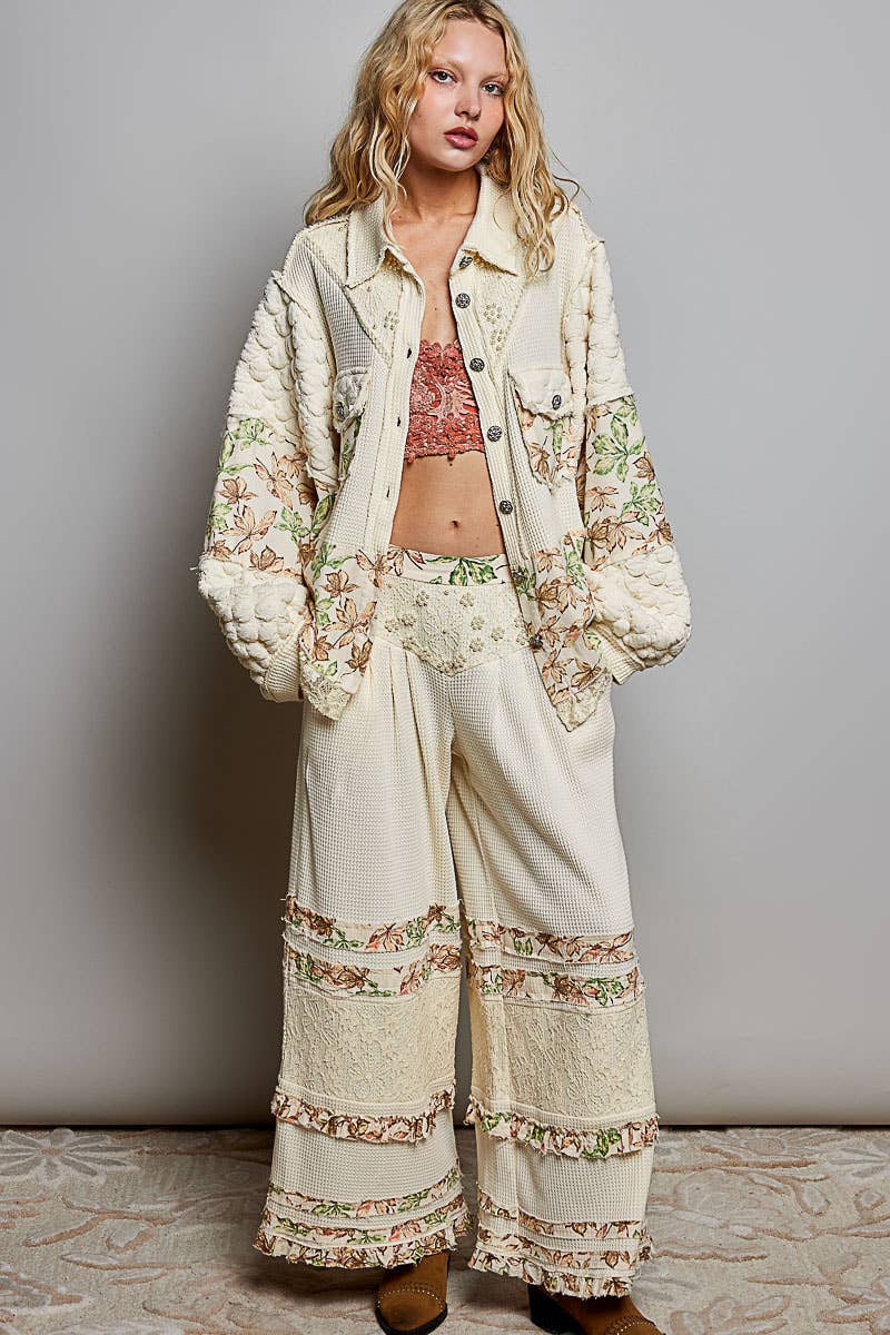 POL Pearl Beaded Floral Quilted Jacket SALE