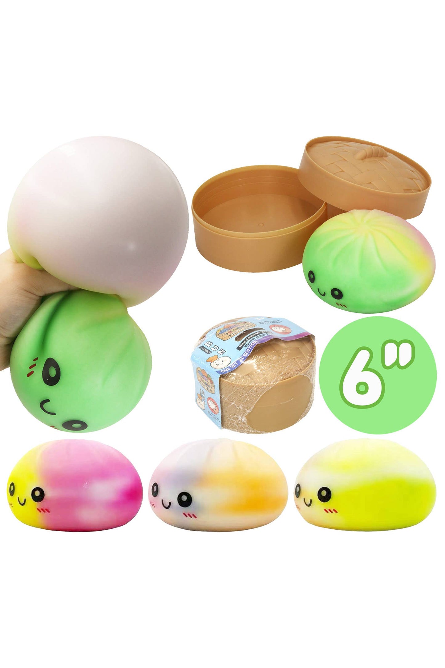 JUMBO Colorful Ombre Dumpling Squishy 6 Inch