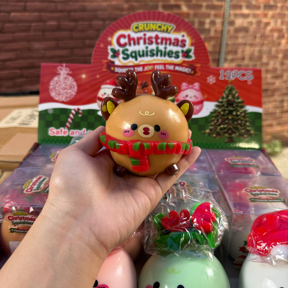 Crunchy Christmas Cartoon SQUISHY Ball w/Accessories