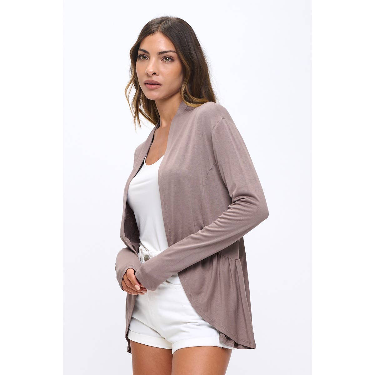 OPEN FRONT HIGH LOW CARDIGAN