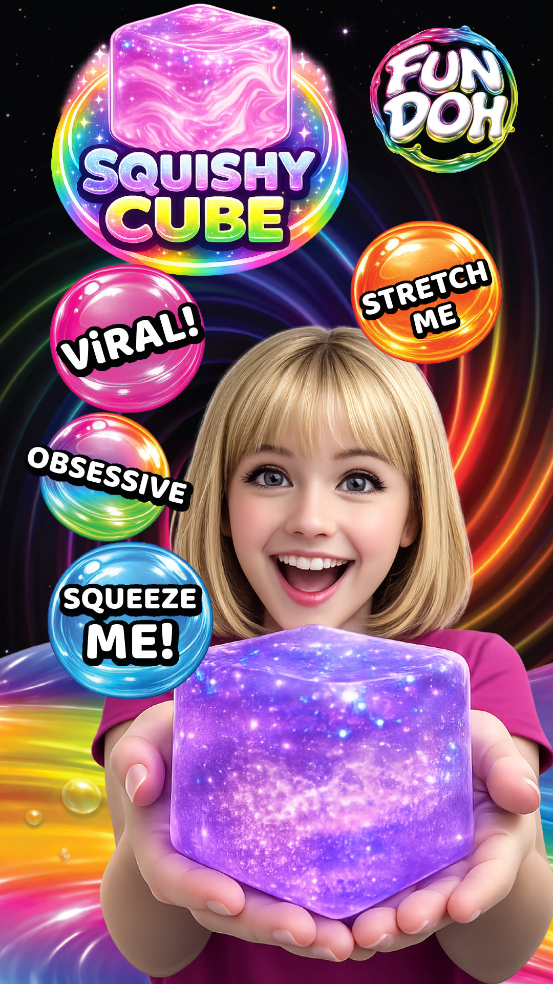 Fun Doh Squish & Squeeze Sparkle Cube Squishy