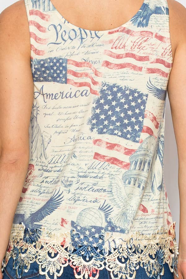Origami Freedom Lace Trimmed Tank
