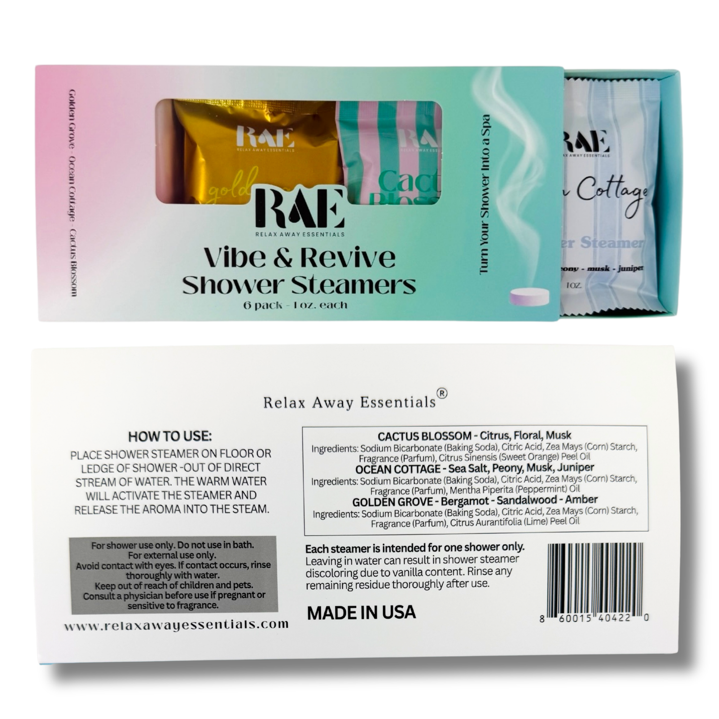 Vibe and Revive Shower Steamers 6 Pack - Made in USA - Spa
