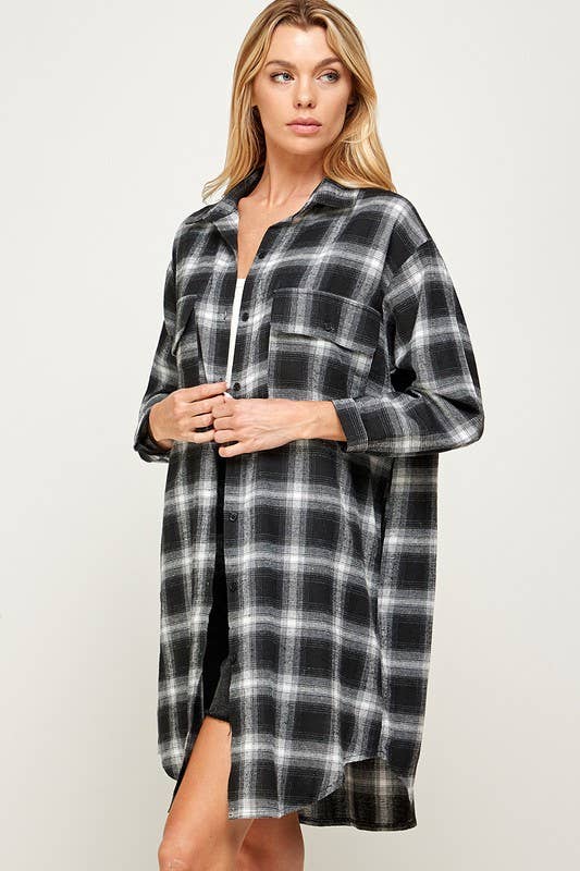 Plaid Print Shirt Tunic Dress sale