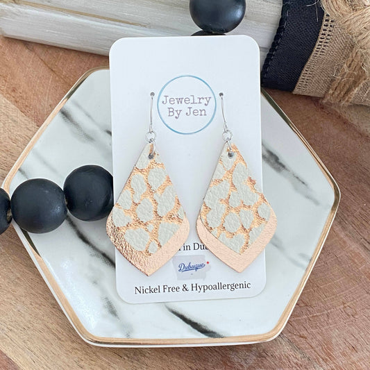 Elegant Teardrop Layered: Rose Gold Dino Earrings