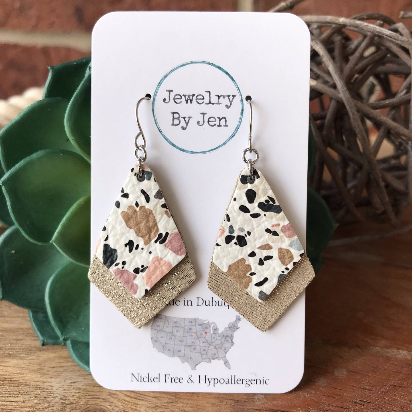 Double Stacked: Terrazzo & Cream Dazzle Earrings